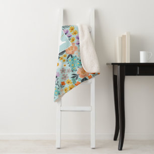 Aquarell Boho Blumen Sherpadecke