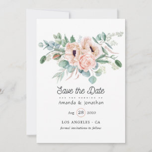 Aquarell Boho Eukalyptus Mohn Hochzeit Save The Date