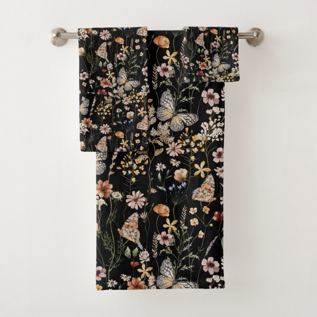 Aquarell Boho Floral  Badhandtuch Set (Insitu)