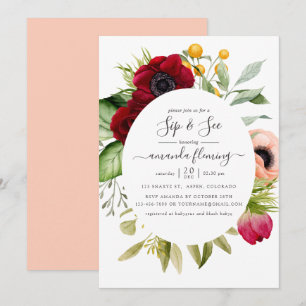 Aquarell Boho Floral Sip and See Einladung