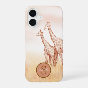 Aquarell Boho-Giraffe personalisiertes Monogramm iPhone 16 Hülle