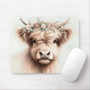Aquarell Boho Highland-Kuh Mousepad