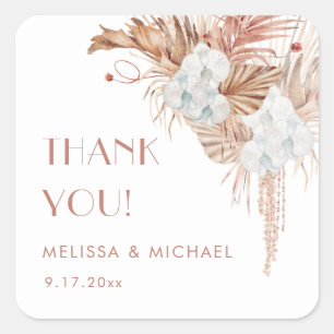Aquarell Boho Hochzeit Danke Quadratischer Aufkleber