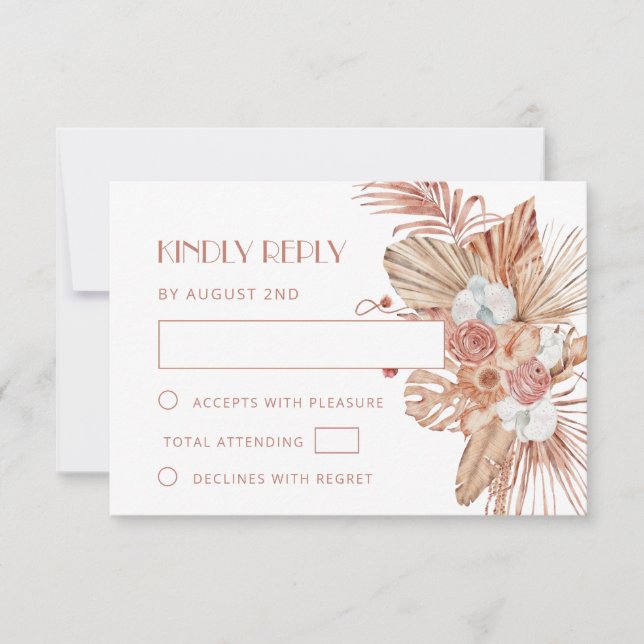 Aquarell Boho-Hochzeit RSVP Karte (Vorderseite)