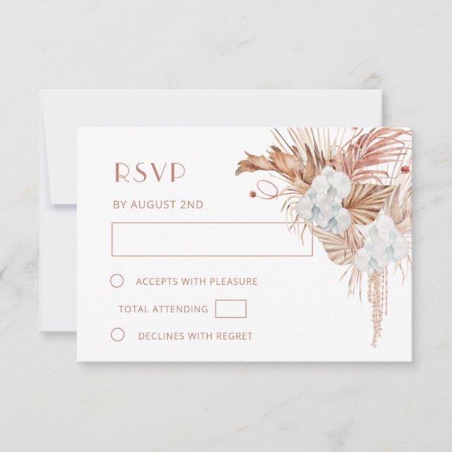 Aquarell Boho-Hochzeit RSVP Karte (Vorderseite)