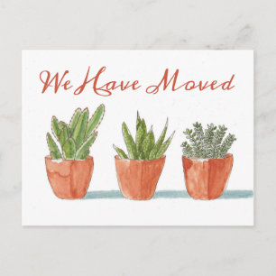 Aquarell Boho Kaktus Adresswechsel Postkarte