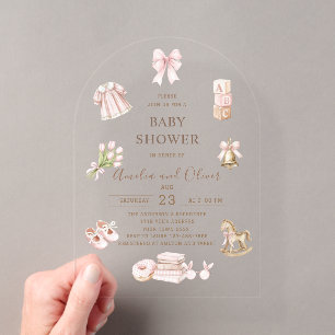 Aquarell Boho Kinderzimmer Mädchen Baby-Party Acryleinladungen