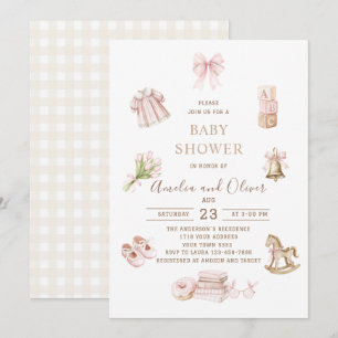Aquarell Boho Kinderzimmer Mädchen Baby-Party Einladung