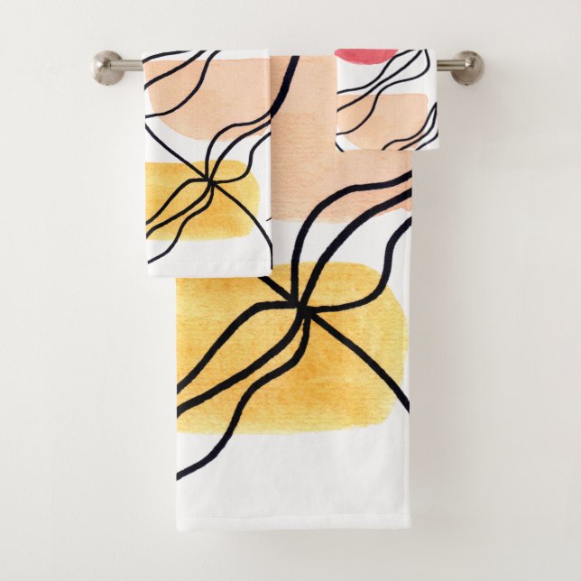 Aquarell Boho-Muster   Badhandtuch Set (Insitu)