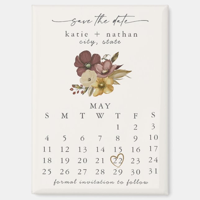 Aquarell Boho Neutral Save-the-Date-Magnet Magnet (Vorderseite)