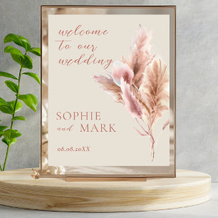Aquarell Boho Pampas Gras Willkommenshochzeit Poster