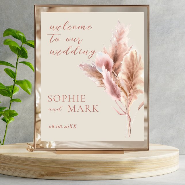 Aquarell Boho Pampas Gras Willkommenshochzeit Poster (Von Creator hochgeladen)