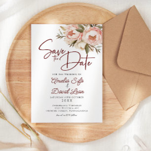 Aquarell Boho Pfingstrosen Florale Hochzeit Save The Date