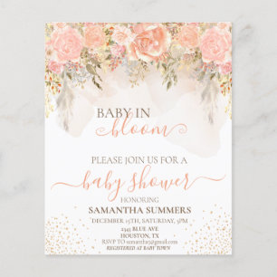 Aquarell Boho Pfirsich In Blüten Blumen Baby Showe