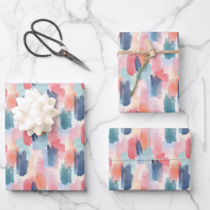 Aquarell-Boho-Pinselstriche Geschenkpapier Set