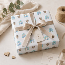 Aquarell Boho Regenbogen & Hundepfoten-Muster