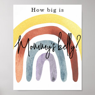 Aquarell Boho Regenbogen Wie groß ist Mamas Bauch Poster