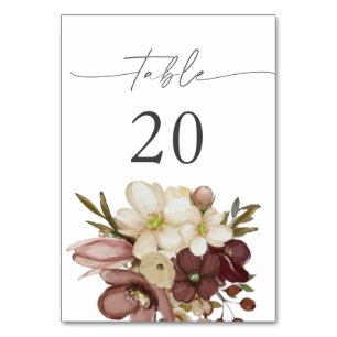 Aquarell Boho Rose & Neutrale Tabelle 20 Zahl Tischnummer