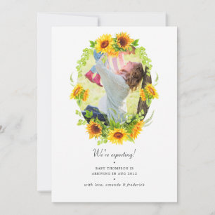 Aquarell Boho Sonnenblumen Foto Schwangerschaft Ankündigung