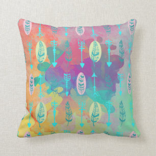Aquarell Boho Stammes- Chic versieht Pfeil-Kissen Kissen