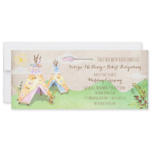 Aquarell Boho Stammes- Hochzeitrustikaler Teepee