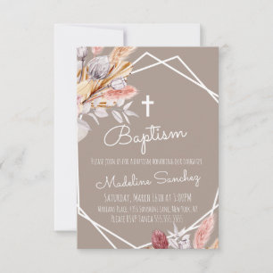 Aquarell Boho Taufe gerahmte Babytaufe  Einladung