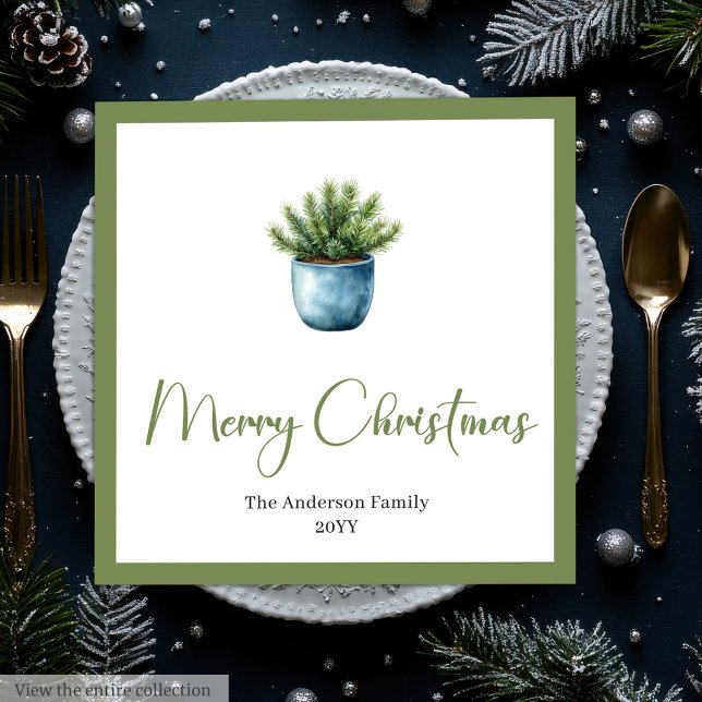 Aquarell-Boho-Weihnachtsbaum im rustikalen Stil  Serviette (Watercolor Boho Christmas Tree in Rustic Style Napkin

)