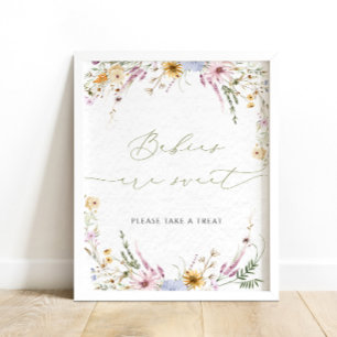 Aquarell Boho Wildblumen Babys sind süß Schild