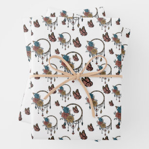Aquarell Boho Wildblumenmuster  Geschenkpapier Set