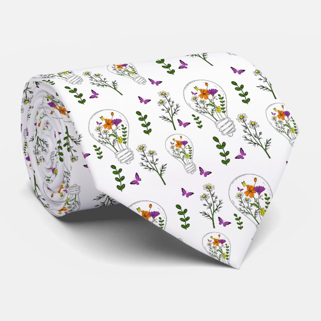 Aquarell Boho Wildblumenmuster  Krawatte (Gerollt)