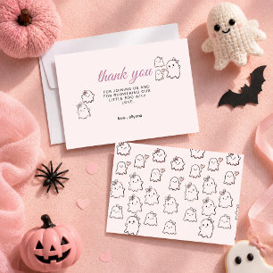 Aquarell Boo Pink Süße Babyparty Dankeskarte