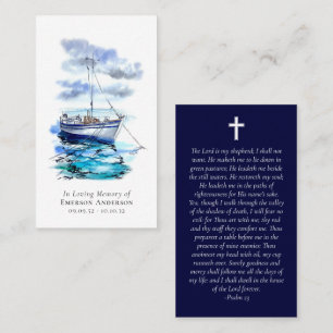 Aquarell-Boot-Kreuz-Gedenkgebetskarte Telefonnummerkarte