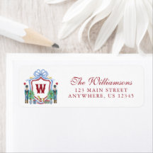 Aquarell-Bordeaux-Blau-Nussknacker-Monogrammwappen