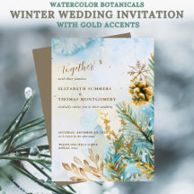 Aquarell Botanicals Winterhochzeit Goldakzente