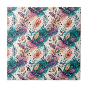 Aquarell-Botanik-Blatt-Flüssig-Blumen-Kunstmuster Fliese