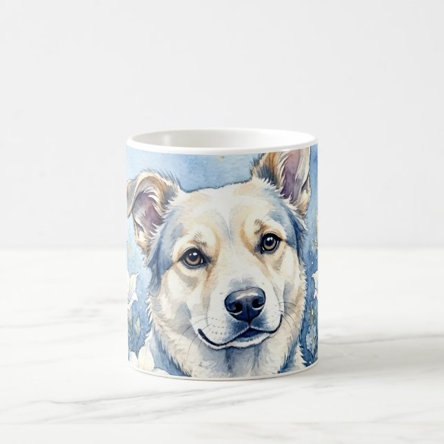 Aquarell-Botanik-Blumen-Hundeporträt Kaffeetasse (Mittel)