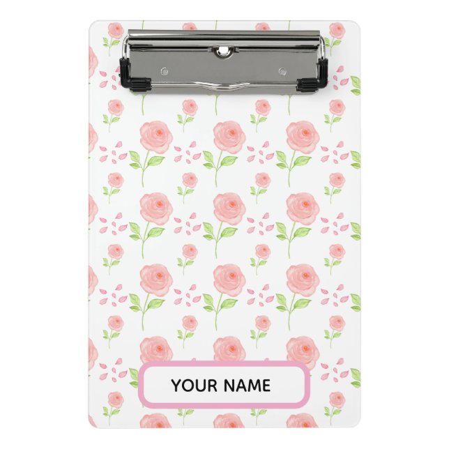 Aquarell-Botanik-Blumenmuster-Planer Mini Klemmbrett (Vorderseite)