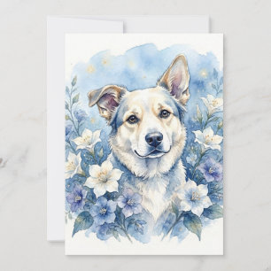 Aquarell-Botanik-Floraler-Hundeporträt Ankündigung