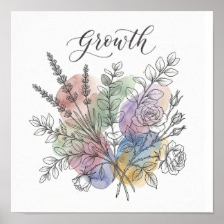 Aquarell-Botanik-Illustration Quadratisches Poster