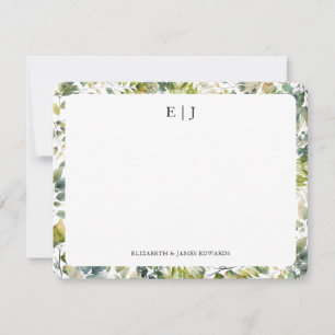 Aquarell Botanische Blätter Personalisiert Mitteilungskarte