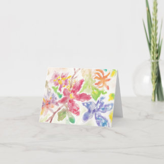 Aquarell Botanische Blumen Gartenblüte Leer Dankeskarte