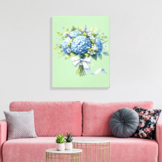 Aquarell Botanische Blumen Hydrangea Leinwanddruck
