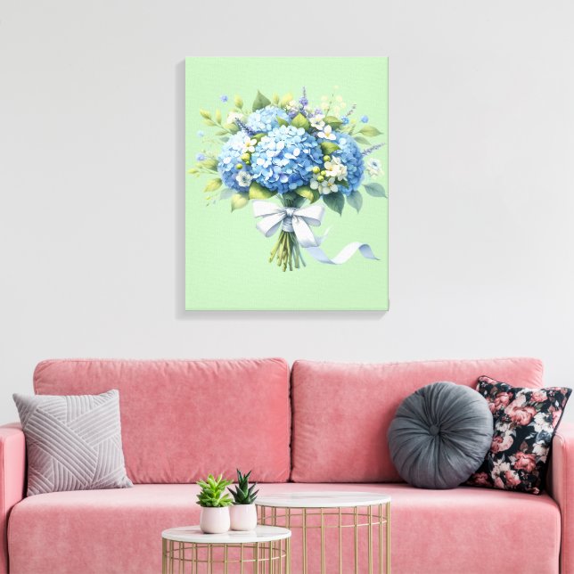 Aquarell Botanische Blumen Hydrangea Leinwanddruck (Insitu (Wohnzimmer))