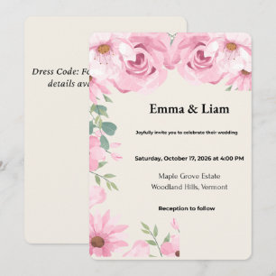 Aquarell Botanische Hochzeitsankündigung   Editab Einladung