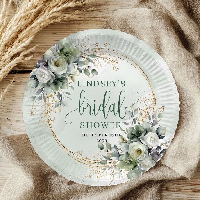 Aquarell-Botanische-Hochzeitsdusche-Papierteller Pappteller (Watercolor Botanical Bridal Shower Paper Plates)