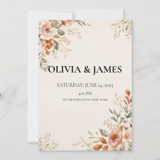 Aquarell Botanische Hochzeitseinladung editierbar Einladung