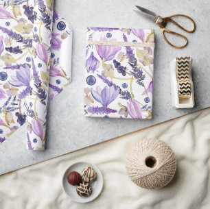 Aquarell Botanische Lavendel Wildblume Boho Geschenkpapier