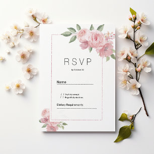 Aquarell botanische pastellrosa florale RSVP Einladung