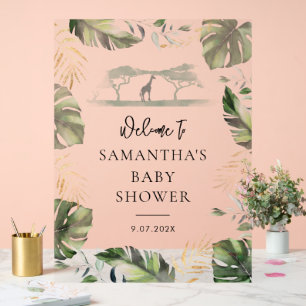 Aquarell Botanische Schrift Baby Shower Willkommen Acrylschild