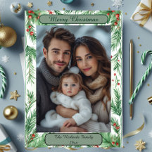Aquarell Botanische Vintage-Grüne Weihnachtsfoto